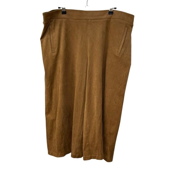 CHICO'S Wide Leg Cropped Pants Beige Tan Faux Suede Chicos Size 3 US 16 - Picture 2 of 6